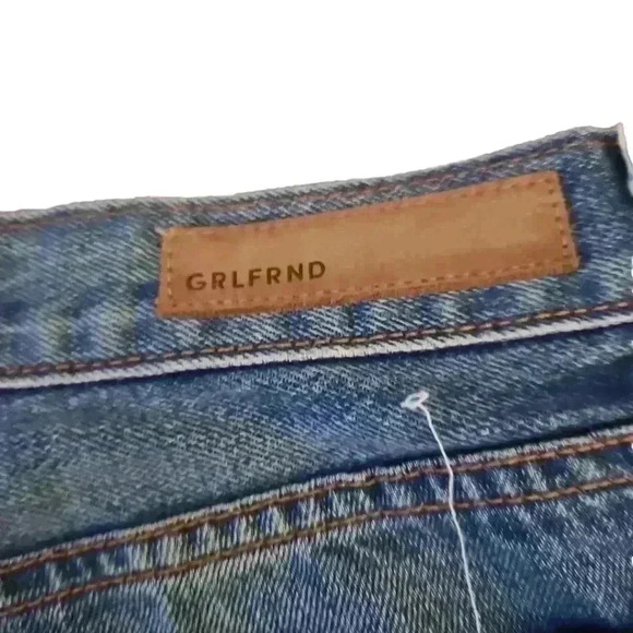 GRLFRND Womens Medium Wash High Rise Distressed Designer Straight Crop Jean 28 - Picture 7 of 13